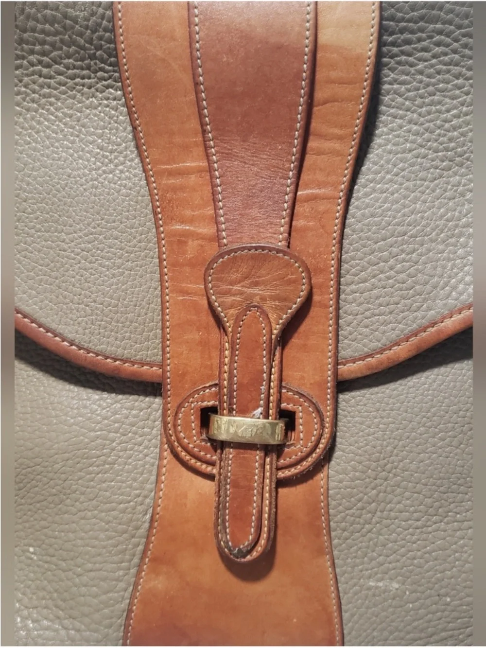 Dooney & Bourke Vintage All weather Taupe and Tan Two-Tone Leather Briefcase